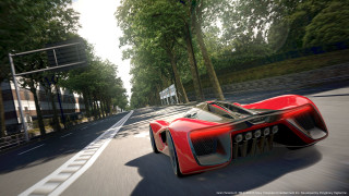 Red sports car road forest 4 - unreal engine free wallpaper for desktop