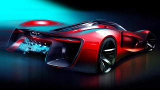 Red sports car blue light - cgstudio free wallpaper for desktop