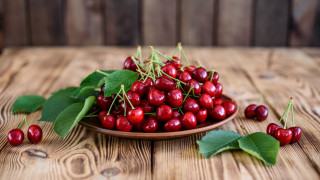 Cherry plate wooden table leaves - the plate free wallpaper