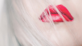 White hair red lip closeup - her lip free wallpaper