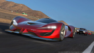 Red black car driving mountain - car free wallpaper