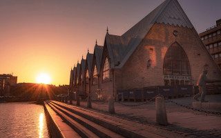 Church sunset steps water architecture - a church free wallpaper