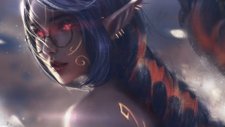 Blue haired dragon demon fantasy - a costume free wallpaper