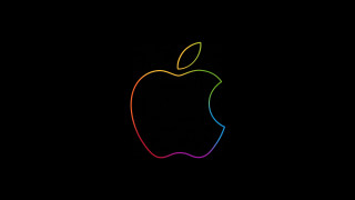 Black background rainbow apple holography - holography free wallpaper
