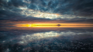 Large water sky clouds island - a small island in the distance free wallpaper