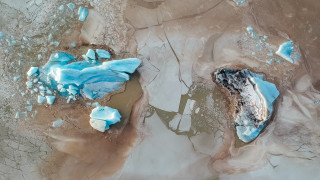Ice chunks river water space - top of a river next free wallpaper