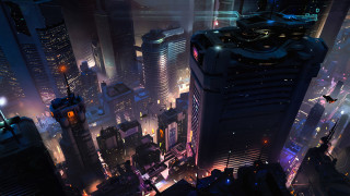 Futuristic city night skyscraper cyberpunk - cyberpunk city free wallpaper