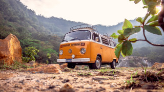 Yellow bus dirt road forest - a dirt road next free wallpaper