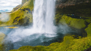 Waterfall group people lake nature - waterfall free wallpaper for desktop