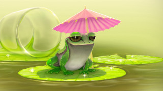 Frog pink umbrella lily pad - a pink umbrella free wallpaper