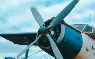 Airplane blue white stripe clouds - dieselpunk free wallpaper