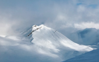 Snow mountain skier clouds matte - ski free wallpaper