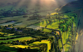 Valley road trees mountains waterfall - a view of a valley free wallpaper