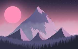 Mountain pink moon trees sky - dave melvin free wallpaper