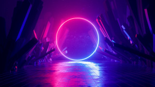 Neon circle room city moon - a neon free wallpaper