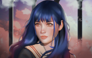 Blue hair character portrait school - character portrait free wallpaper