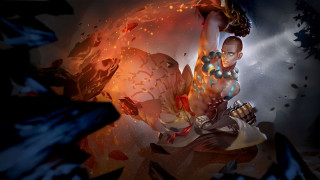 Woman sword fireball darkroom embers - du jin free wallpaper for desktop