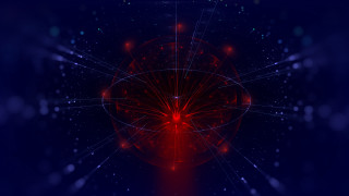 Space aurora fireworks moonlight cityscape - line and dots free wallpaper