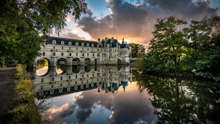 Castle reflection sunset gothic matte - the sky and trees free wallpaper