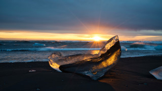 Ice beach sunset waves ecological - the sun free wallpaper for desktop