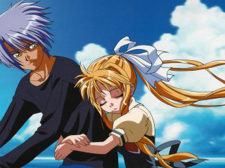 Anime couple beach clouds blue - a beach free wallpaper for desktop