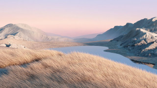 Grassy field water mountains pink - filip hodas free wallpaper