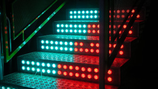 Stairs red green lights dark - stair free wallpaper