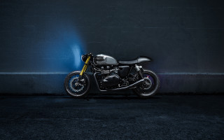 Motorcycle dark room blue light - side wall free wallpaper