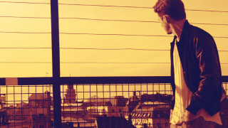 Man balcony laptop city fence - antonín chittussi free wallpaper