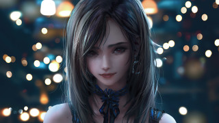 Woman long hair city lights - stanley artgerm lau free wallpaper