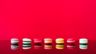 Macaroons red surface food photography - a red surface free wallpaper