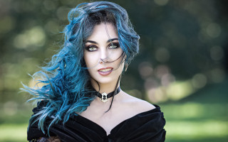 Blue hair black dress gothic 2 - elena guro free wallpaper for desktop