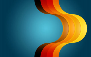 Blue background red yellow curved - triadic free wallpaper