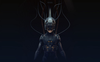 Futuristic woman cyberpunk helmet cybernetic - a futuristic helmet free wallpaper