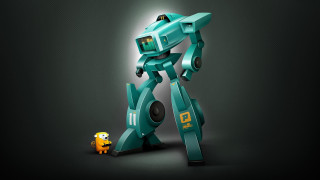 Robot small figure black background - robot free wallpaper for desktop