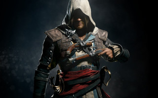 Hooded man weapon armor smoke - his hand in free wallpaper