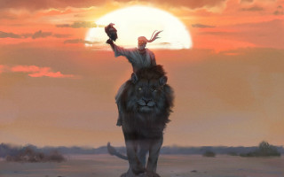 Man lion riding bird cinematic - a lion free wallpaper for desktop