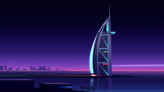 Tall building spire night city 2 - brazier free wallpaper