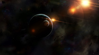 Space planet star light matte - a planet and a star in the background free wallpaper