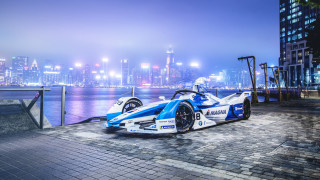 Blue white racecar water city - a brick road next free wallpaper