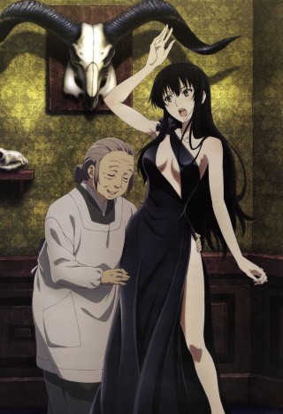 Woman black dress man white - horn free wallpaper