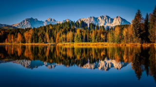 Mountain range reflection lake trees 15 - beautiful landscape free wallpaper