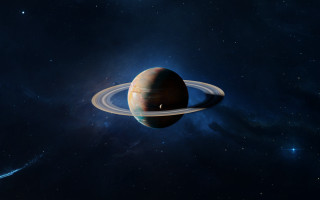Saturn space stars blue sky - planet free wallpaper for desktop