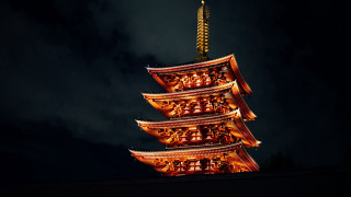 Tall tower clock night clouds - japan daualset free wallpaper