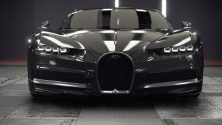 Black bugatti dark room photorealism - a black hood free wallpaper