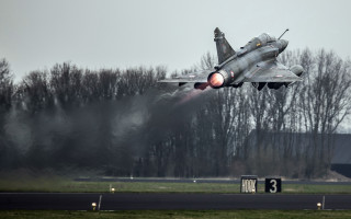 Jet runway trees smoke military - a jet free wallpaper