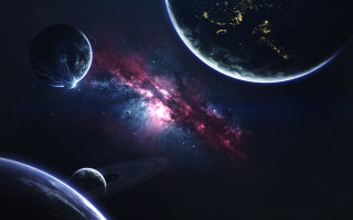 Space planet star sky moon - a bright light in the background free wallpaper