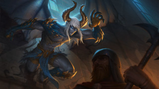 Man demon axe sword fantasy - a large axe free wallpaper