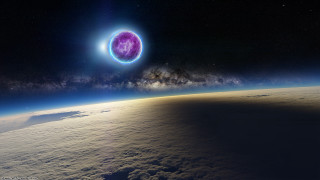 Purple planet clouds moon sky - a purple object free wallpaper for desktop