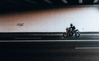 Man motorcycle street bridge graffiti - a wall behind free wallpaper